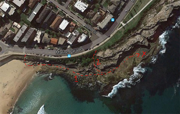 Maroubra beach hidden spot map