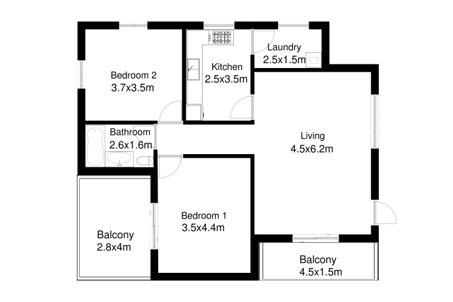 2d black and white floor plan