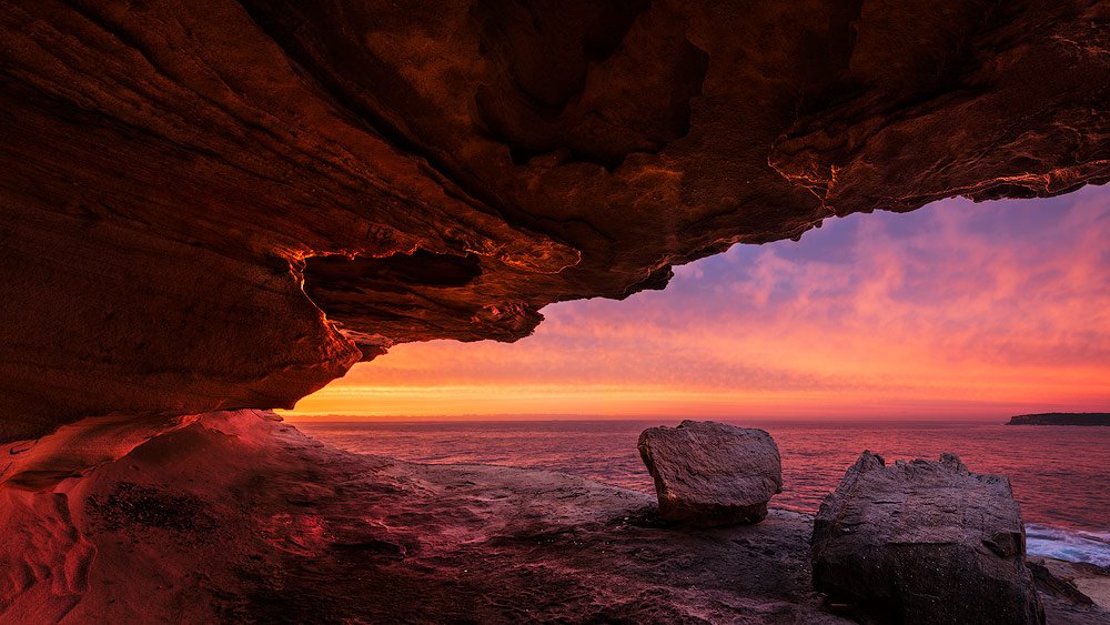 hdr sunrise cave