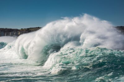Powerful wave at Bondi Beach capturing the essence of ocean artwork in an ocean print.