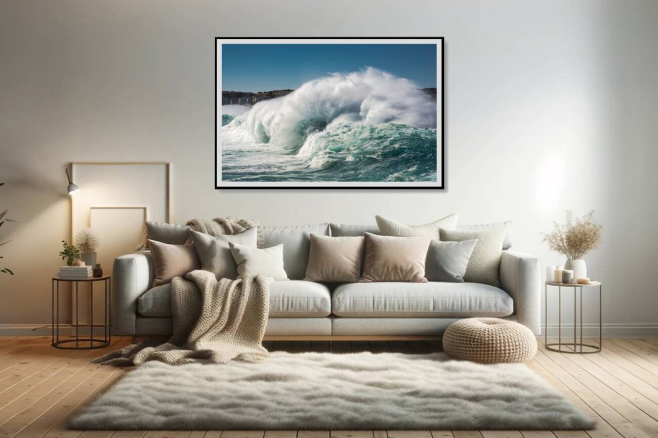 Powerful wave at Bondi Beach, embodying ocean artwork in a captivating print