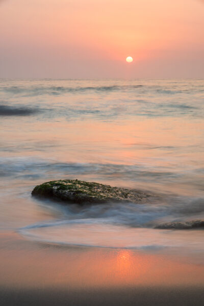 The tranquil waters of Tamarama Beach at sunrise, a perfect representation of calming minimalist artwork.