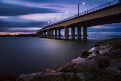 The Captain Cook Bridge during blue hour as an obsidian gateway in this magical twilight nature print.